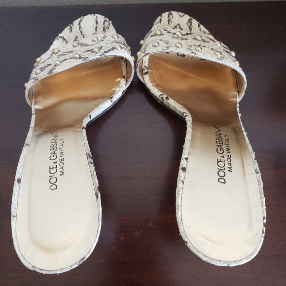 Dolce & Gabbana studded python slide sandals - Picture 3 of 4